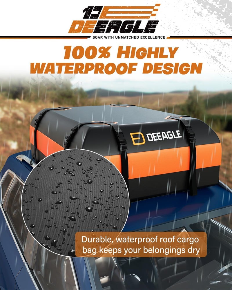 DEEAGLE Rooftop Cargo Carrier 15 Cubic Feet – Car Roof Cargo Bag for Vehicles Without Roof Rack – Waterproof Soft Car Top Carrier with Non-Slip Mat, 4 Door Hooks & 8 Reinforced Straps - Image 2